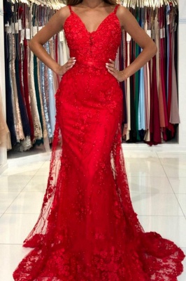 Magnifiques Robes de Soirée Longue Rouge | Robes de bal en dentelle pas cher_1