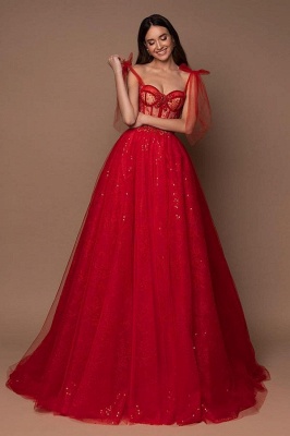 Robes de bal rouge pas cher | Robes de soirée longues paillettes_1