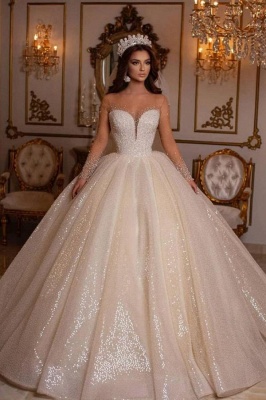 Robes de mariée princesse paillettes | Robes de mariée à manches_1