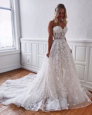 Superbes robes de mariée en dentelle | Robes de mariée blanches Une ligne_4