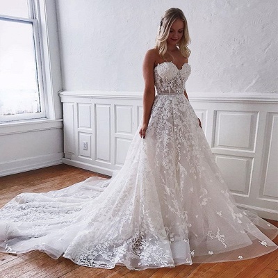 Superbes robes de mariée en dentelle | Robes de mariée blanches Une ligne_3