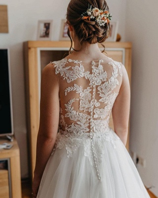 Robe de mariée simple A ligne | Robes de mariée avec dentelle_4