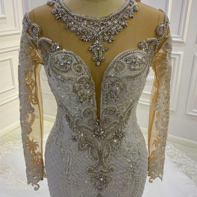 Robes de mariée sirène extravagantes avec manches | robes de mariée en dentelle_3