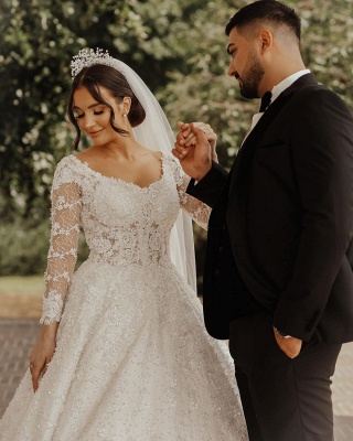 Robes de mariée en dentelle de luxe | Robes de mariée princesse avec manches_4