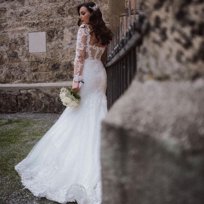 Belles robes de mariée avec manches | Robes de mariée sirène dentelle_3