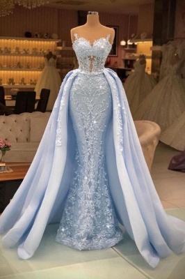 Robes de soirée extravagantes en dentelle longue | Robes de bal bleu_1