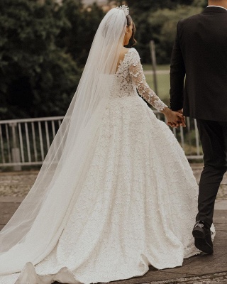 Robes de mariée en dentelle de luxe | Robes de mariée princesse avec manches_2