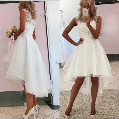 Robe de mariée simple ligne A | Robes de mariée hi-lo avec dentelle_2