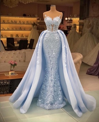 Robes de soirée extravagantes en dentelle longue | Robes de bal bleu_2