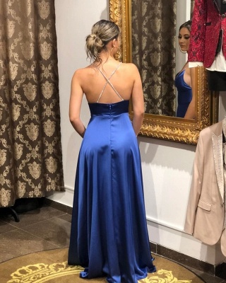 Robe de soirée simple longue bleue | Robes de bal en ligne_3