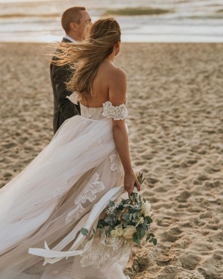 Robes de mariée simples avec dentelle | Robes de mariée Boho ligne A_3