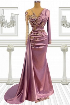 Robe de soirée longue rose | Robes de bal avec manches_1