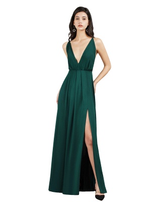 Robes de bal vert foncé | Robes de soirée longues décolleté en V_3