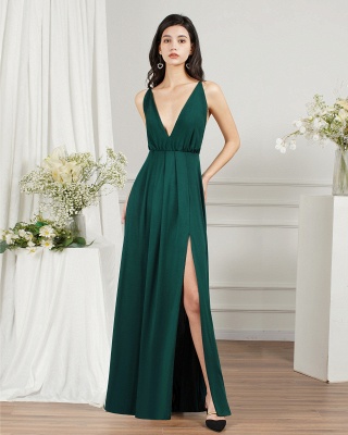 Robes de bal vert foncé | Robes de soirée longues décolleté en V_9