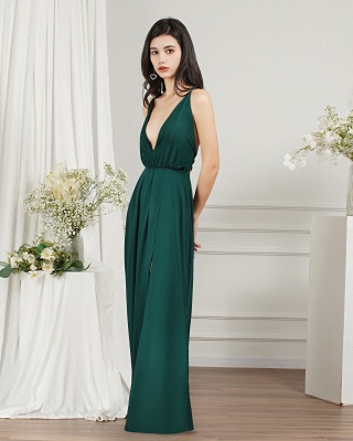 Robes de bal vert foncé | Robes de soirée longues décolleté en V_10