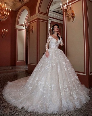 Robes de mariée chic avec manches | Robes de mariée princesse en dentelle_2