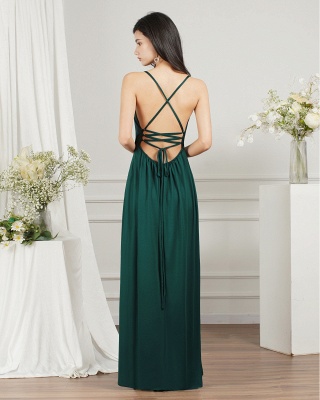 Robes de bal vert foncé | Robes de soirée longues décolleté en V_7