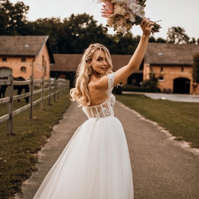 Robes de mariée de créateurs Ligne A | Robes de mariée en tulle avec dentelle_8