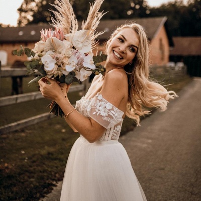 Robes de mariée de créateurs Ligne A | Robes de mariée en tulle avec dentelle_9