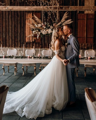 Robes de mariée de créateurs Ligne A | Robes de mariée en tulle avec dentelle_4