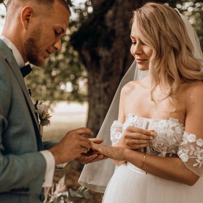 Robes de mariée de créateurs Ligne A | Robes de mariée en tulle avec dentelle_7