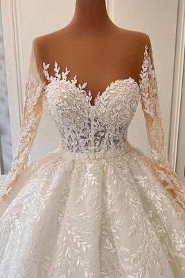 Superbes robes de mariée princesse | Robes de mariée en dentelle avec manches_3