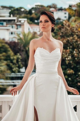 Robes de mariée de marque A line | Robes de mariée en satin avec dentelle_2