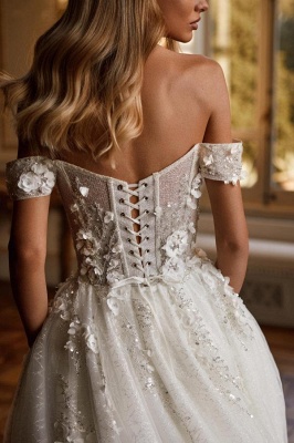 Robes de mariée de marque avec paillettes | Robes de mariée en ligne A dentelle_4