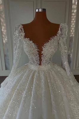 Robes de mariée de luxe avec manches | Robes de mariée princesse dentelle_2