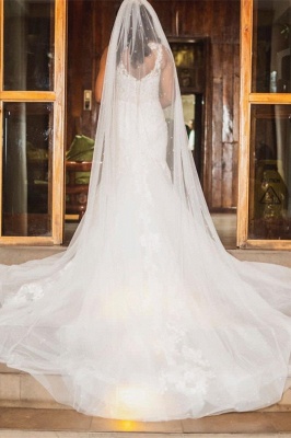 Robe de mariée sirène à bretelles dentelle sur mesure_3