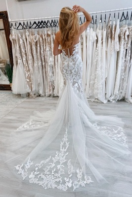 Robe de mariée sirène épaules dénudées en dentelle chic_2