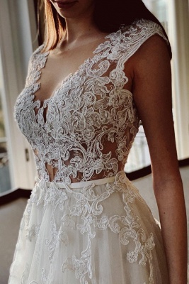 Robe de mariée A-ligne avec dentelle achat en ligne pas cher_2