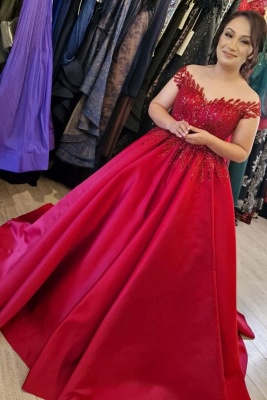 Robe de soirée princesse rouge | Robe pour mariage en satin chic_1