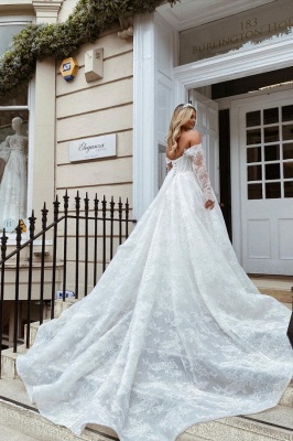 Robe de mariée princesse avec manches dentelles élégante et luxueuse_2