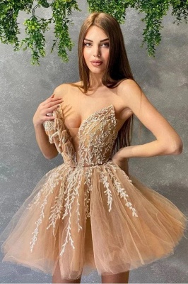 Robe de soirée courte | Robe de bal avec appliques pas cher_1