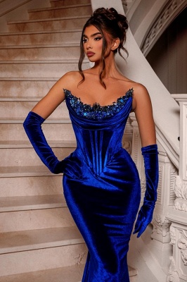 Robe de soirée en velours bleu roi | Robe de cocktail vintage style chic_4