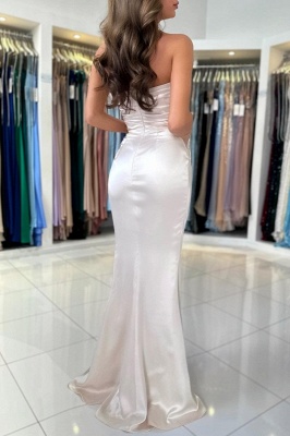 Robe de soirée bustier en satin blanche pour toutes les occasions_4