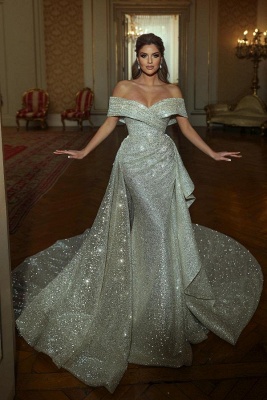 Robe de mariée sirène de luxe princesse en paillettes chic et luxueuse_2