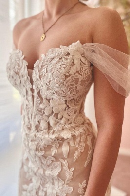 Robe de mariée sirène dentelle épaules dénudées haute gamme chic_3