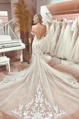 Robe de mariée sirène dentelle épaules dénudées haute gamme chic_2