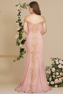 Robe de soirée sirène avec appliques d'or bonne qualité_2