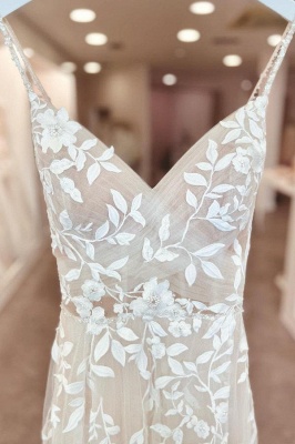 Robe de mariée simple blanche avec dentelle bon marché_4