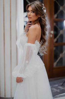 Robe de mariée ligne-A dentelle simple blanche élégante_3