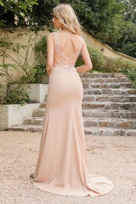 Robe de soirée simple longue | Robes de bal rose_5