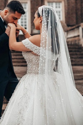 Robes de mariée extravagantes princesse | Robes de mariée en dentelle avec des paillettes_4