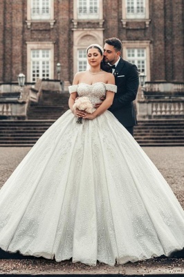 Robes de mariée extravagantes princesse | Robes de mariée en dentelle avec des paillettes_5