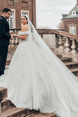 Robes de mariée extravagantes princesse | Robes de mariée en dentelle avec des paillettes_6