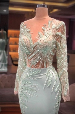 Robes de soirée menthe longues paillettes | Robes de bal avec manches en dentelle_2