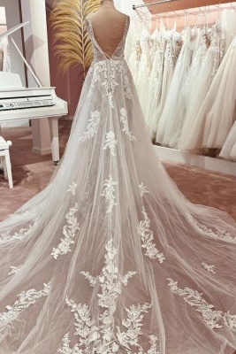 Robes de mariée élégantes boho | Robes de mariée Une ligne dentelle_2