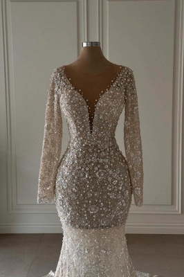 Robes de soirée de luxe longues paillettes | Robes de bal en dentelle avec manches_2